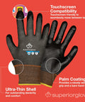Cut Resistant Work Gloves For Men And Women With Ultra Thin Dexterity And Touchscreen Friendly Foam Nitrile Palm Coating ANSI A5 Protection TenActiv Knit Liner 12 Pairs X Large