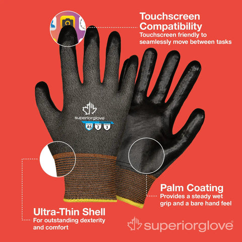Cut Resistant Work Gloves For Men And Women With Ultra Thin Dexterity And Touchscreen Friendly Foam Nitrile Palm Coating ANSI A5 Protection TenActiv Knit Liner 12 Pairs X Large