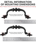 6 Pack Vintage Antique Black Drawer Pulls Handles With 5.5 Inch Hole Center And 6.7 Inch Total Length showing mounting dimensions