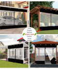 Slick Heavy Duty Clear Pvc Tarp Curtains With Zipper Side, Waterproof Panels For Gazebo Pergola, Reinforced Grommets And Nylon Rope, Kick Butt Storm Shield Cover, 11 X 8 Ft Rig in outdoor settings like patios and gazebos.