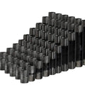 60 Piece Malleable Black Pipe Fitting Kit One Half Inch Nipples For DIY Projects Bundle With Varied Lengths Great For Industrial Shelves Rustic Furniture Easy Install And Budget Friendly, arranged in rows.