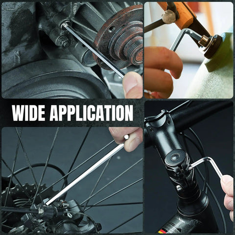 Nine-Piece Metric Allen Wrench Set With Ball End Hex Keys in S2 Steel used for mechanical projects and bike repairs