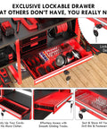 Power Tool Organizer Wall Mount With Locking Drawers Grinder Holder Hammer And Pliers Rack And 6 Outlet Charging Shelf