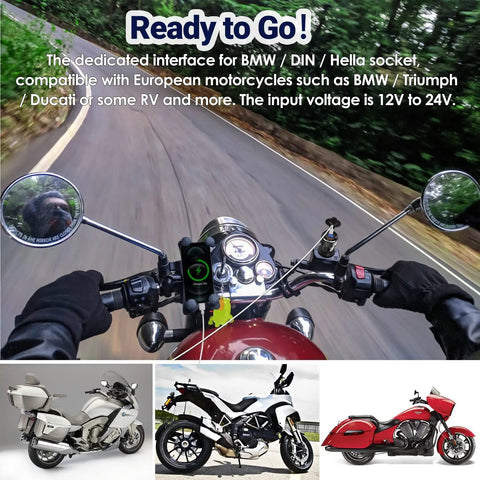 No Sweat Setup Usb C 30W PD3.0 Fast Charger For 12V To 24V European Motorcycles Hella Din Slot with BMW and Ducati bikes