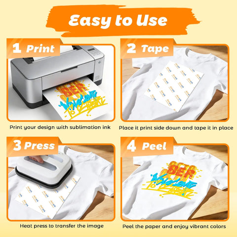 Steps to use Premium Sublimation Paper 8.5x11 Inch 110 Sheets Fast Dry High Transfer Rate For Blank Tees