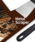 Heavy Duty Wire Brush Set With Stainless Steel And Nylon Bristles Includes Wood Handle Brushes And Metal Scrapers For Welding Slag Paint BBQ And Grill Cleaning Ten Piece All Purpose Scrubbing Kit - metal scraper cleaning grill surface