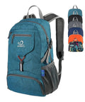Ultra Lightweight 20L Packable Daypack for Travel, Hiking and Camping in teal with multiple color options, recycled nylon build.