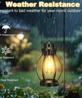 Two Pack Rechargeable Camping Lanterns Battery Operated Hanging Lights For Indoor Outdoor Use USB C Charge With 6 Hour Timer Dimmable Edison Bulb Waterproof Design Ideal For Table Patio Garden Yard Porch Decor Gift, showcasing weather resistance with Edison bulb illuminating in rain.