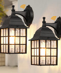 Dusk To Dawn Outdoor Wall Lights 2-Pack With Sensor Exterior Fixtures Black Waterproof Sconces on wall at night