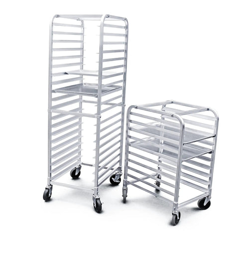No Sweat Commercial Aluminum Sheet Pan Rack, Heavy Duty 20 Tier Bun Pan Organizer With Glide Ease End Load Slides And Locking Brake Wheels For Fast Paced Kitchen Crews Now