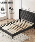 Prime Queen Platform Bed Frame Featuring Adjustable Wingback Headboard And Built In Type C Usb Charging Ports Legit Heavy Duty Wood Slats Support Smooth Assembly No Box Spring Needed Dark Gray Chill Vibe dimensions and features