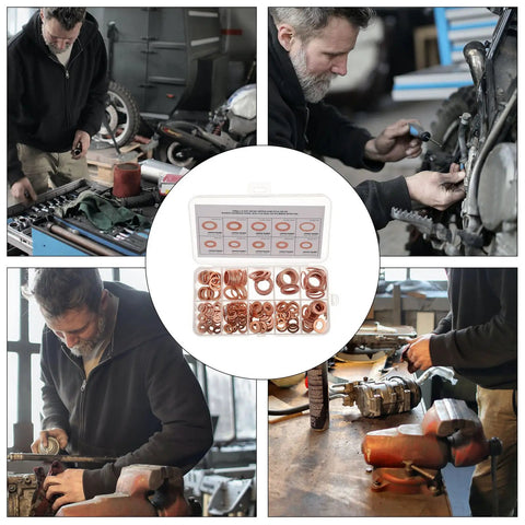 Grab This Insane 200 Piece Copper Crush Washer Assortment Kit Perfect For Plumbing And Cars To Stop Leaks Dead In Their Tracks With Smooth Shine Rings That Seal Tight And Won't Loosen Over Time. 200 copper washers in plastic case for automotive and plumbing repairs