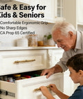 Man and child using 10 Pack 5 Inch Champagne Bronze Cabinet Handles And Drawer Pulls In Brushed Champagne Gold for kitchen cabinets