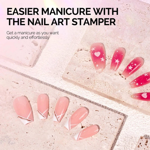 French Nail Stamper Kit With Upgraded Secure Fit Silicone Stampers And Scrapers For French Tips DIY Nail Art At Home Or In Salon 4 Piece Set