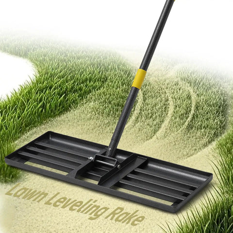 Heavy Duty Lawn Leveling Rake With A 30 Inch By 10 Inch Wide Blade And A 6 Ft Adjustable Handle For Soil Dirt Sand And Compost