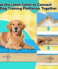 Dog on Two Piece Connectable Wooden Dog Training Platform Set With Non Slip Foaming Surface For Small To Medium Dogs Easy Latch Together