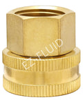 Swivel Garden Hose Adapter Three Quarter Inch FHT To One Half Inch FIP Brass Connector For Quick Fit Watering Pipe Thread To Garden Hose Threaded Adapter Durable Leak Free Fitting For Sprinklers And Hoses, brass close-up