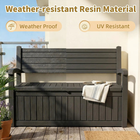 Built Tough Outdoor Storage Bench With 80 Gallon Lockable Waterproof Storage Chest For Patio Garden And Porch outdoor view