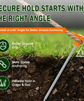 Heavy Duty 7 Inch Tent Stakes, 10 Pack Galvanized Steel Ground Anchors For Tents Canopies And Tarps at 60-degree angle in grass