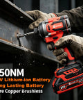 Top Shelf 21V Brushless Cordless Drill And Impact Driver Combo drilling into metal, showcasing dual 21V lithium-ion battery.