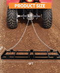 Heavy Duty 6Ft Drag Harrow Driveway Grader With 16Ft Chain for ATV towing on dirt road