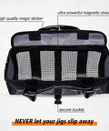 Open view of Fishing Jig Bag Portable Lure Storage Tackle Gear For Saltwater And Freshwater Jigs Holds Lead Vertical Jigs Safely