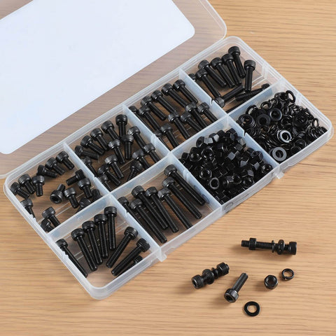Durable M5 Screws Kit 280 Pcs Set In 12.9 Grade Alloy Steel With Dope M5 Hex Socket Head Cap Screws M5x8/12/16/20/25/30mm in case