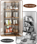 Top Notch 5 Tier L Shaped Corner Bookshelf 60 Inch Tall Modern Shelving Unit With Rustic Brown Shelves Organizing Space After Use
