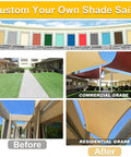 Custom color options and installation examples of Curved 20 Ft By 26 Ft Sand Sun Shade Sail Outdoor Shade Cover 95 Percent UV Block Canopy