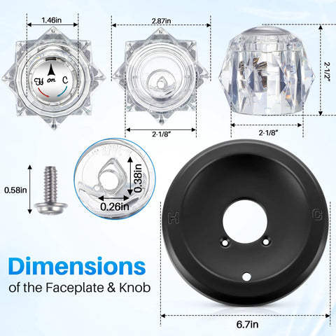 Dimensions of Shower Handle Renovation Kit For Delta RP6046 And 600 Series Valves, Single Handle Trim Replacement In Matte Black