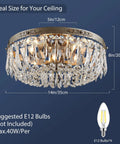 Antique Silver French Empire Crystal Semi Flush Mount Chandelier LED Ceiling Light Fixture, 14in diameter, 8in height