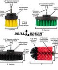 Multi Surface Drill Brush Attachments Set For Car Interior And Beyond, Dishwasher Safe Car Detailing Kit, Tough Scrub Tools Set of four various size and color drill brush attachments with nylon bristles for multipurpose use.