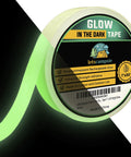 Glow In The Dark Tape With 30 Feet Of 1 Inch Width Premium Industrial Grade Indoor And Outdoor Luminous Tape For Night Time Visibility Easy To Spot Objects And Safer Steps, glowing green tape roll with label.