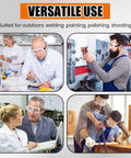 Collage showing 100 Pairs Safety Goggles Anti Fog Protective Glasses Clear Over Glasses used in labs and construction environments
