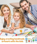 Family creating crafts with Shrink Paper Kit For Kids Complete Craft Set With 150 Pcs Sheets 130 Pcs Keychains And 100 Open Irons