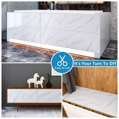 Peel And Stick 12x24 White Marble Vinyl Floor Tile For Bathrooms And Kitchens Waterproof Self Adhesive Removable Flooring 12 Pack