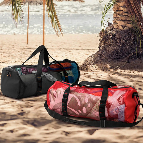Large Capacity Mesh Gear Duffel Bag For Diving And Snorkeling Equipment Tear Resistant Nylon Travel Gym Duffel on beach