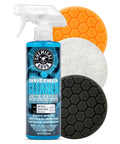 6.5 Inch Buffing Pad Sampler Kit For Auto Detailing, 4 Piece Set With 3 Pro Foam Pads And 16 Oz Polishing Pad Cleaner