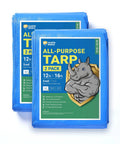 Blue Waterproof Tarp 12x16 Feet Polyethylene Cover 5 Mil Lightweight Multi Purpose Outdoor Tarp Sheet 2 Pack With Heat Sealed Seams And Rustproof Grommets