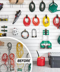 Beefed-Up 17-Inch Storage Straps Pack of 6 for Cords Hoses Ropes and Cables Extension Cord Organizer on garage wall