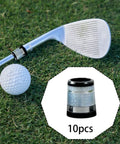 10 Pack Golf Club Ferrules For 0.335 Inch Wood Shafts Rubber Shaft Sleeves Light Blue End Caps shown next to golf club