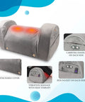Carepeutic Contoured Leg Rest Wedge With Vibration Massage And Heat, grey cushion with carrying handles and side pockets.