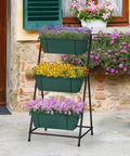 3 Tier Vertical Raised Garden Bed Standing Planter Box For Vegetables Herbs And Flowers Indoor Outdoor Space Saving Garden Organizer In Green Easy Assembly Ready To Go For Any Balcony Or Patio And Built To Last with flowers on patio