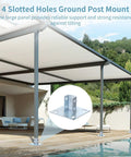 4 Pack U Shape Strut Post Bases for 1-5/8 Inch Square Channel installed in patio with canopy support