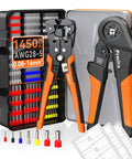 Kickstart Your Wiring Projects With This Killer Ferrule Crimping Tool Kit Made For AWG 28 To 5 Cables Including Heavy Duty Wire Stripper And 1450 Brass Connectors Plus Storage Box, crimpers and ferrules