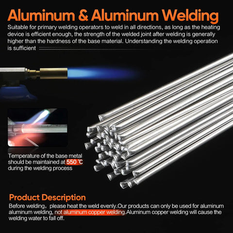 50 Pcs Universal Flux Core Welding Wire Kit No Flux Needed For Easy Aluminum And Steel Welds With A Super Low Melting Point And Strong Corrosion Resistance with welding flame.