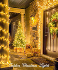 Front porch decorated with 1000 LED Warm White Christmas String Lights With Remote, Epic 272 Feet Total Length, 8 Modes