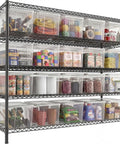 Beefy 5 Tier Wire Storage Shelves With 3200 Lb Capacity, 55.5 Inch Wide Metal Garage Shelving Unit With Adjustable Shelves For Garage, Pantry, Basement, Warehouse, Kitchen, Office Organization, loaded with clear bins