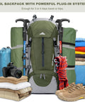 Waterproof 50L Hiking Backpack With Rain Cover Lightweight 45 Plus 5 Liter Daypack For Camping And Backpacking Durable Zippers