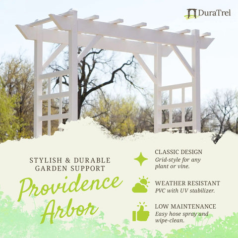 Providence Arbor Vinyl Garden Archway For Outdoors 64 By 85 White With Classic Lattice And Trellis Sides For Climbing Plants Vines And Flowers, Great Backyard Accent For Your Outdoor Vibe, Durable PVC Construction